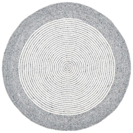 Safavieh 6 x 6 ft. Braided Contemporary Round Rug; Grey & Ivory BRD904G-6R